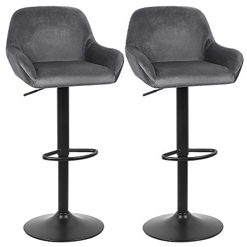 XDAILUYYDS Barhocker Tresenhocker Bürohocker Sitzhocker Stuhl mit Lehne Höhenverstellbar 2er Set (dunkelgrau) von XDAILUYYDS
