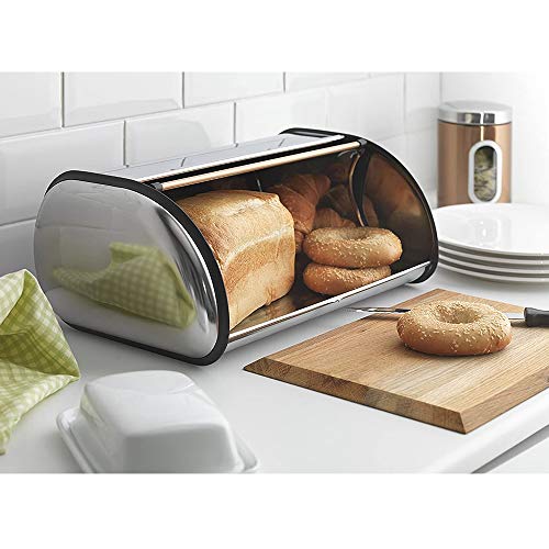 XDAILUYYDS Brotkasten, 304 Edelstahl Bread Box, Brotbox mit Frontklappe, Mückenresistente Brotaufbewahrungsbox, Brotaufbewahrung, Brotbehälter für Die Küche Langanhaltende Frische, 44 x 27 x 18 cm von XDAILUYYDS