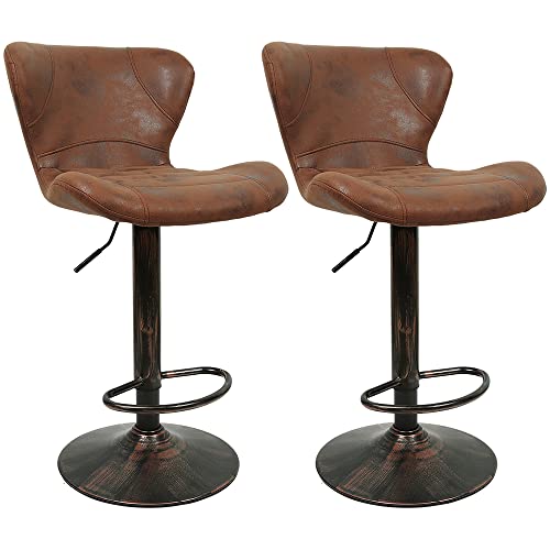 XDAILUYYDS Retro Barhocker Höhenverstellbar mit Lehne, Barstuhl Industrial, Barhocker Tresenhocker, Bistrohocker, Küchenhocker, Drehstuhl mit Fußstütze (B-2pcs) von XDAILUYYDS