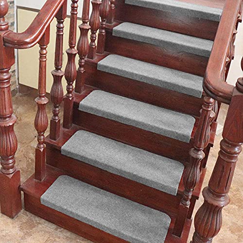 XDAILUYYDS Stufenmatten Treppen-Teppich 15er Set Anti-Rutsch Treppenstufen Matten Treppenteppich Selbstklebend Treppenstufen Matten Antirutschmatte (A/65X25CM/Grau) von XDAILUYYDS