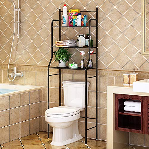 XDAILUYYDS Toilettenregal/Waschmaschinenregal, Platzsparende Bathroom Shelves, Dreistufige Badezimmerablagen, Wasserdicht und Strapazierfähig, mit Haken. (165 * 55 * 26cm/schwarz) von XDAILUYYDS