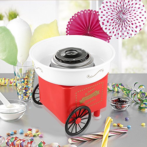 XDAILUYYDS Zuckerwattemaschine, Retro Cotton Candy Machine, Zuckerwatte Maschine mit Stäbchen und Messlöffel, Zuckerwattenmaschiene für Zuhause Kindergeburtstag Party (B-Rot) von XDAILUYYDS