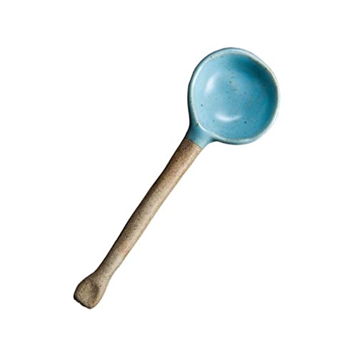 Esslöffel 14 cm handgefertigter Keramik-Esslöffel, hochwertiger Suppenlöffel mit langem Griff, Eis-Dessertlöffel, Servierlöffel,C von XDAWQP