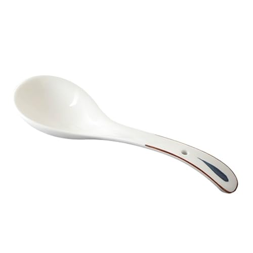 Esslöffel Keramik Kleiner Suppenlöffel Weißer Porzellanlöffel mit dekorativem Griff 10 Stück Servierlöffel,One Color Large von XDAWQP