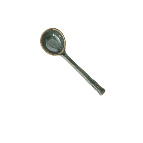 Esslöffel Keramik Retro Suppenlöffel Dessertlöffel Menülöffel Eislöffel Porzellan Kaffeelöffel 2er Set Servierlöffel,Green von XDAWQP