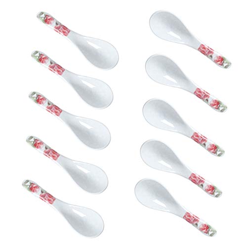 Esslöffel Keramiklöffel Haushaltsreislöffel im japanischen Stil Kreativer süßer kleiner Suppenlöffel 10-teiliges Set Servierlöffel,A von XDAWQP