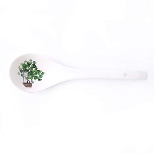 Esslöffel Kreativer Keramiklöffel Grünpflanzenlöffel Haushaltslöffel Großer Griff Hot Pot Suppenlöffel Küchengeschirr Servierlöffel,3 von XDAWQP