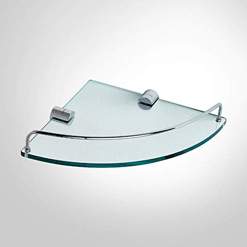 Glasregal, Eckregal aus gehärtetem Glas, Duschregal aus Edelstahl mit Reling, wandmontiertes Kosmetikregal, 24,9 x 24,9 cm Badezimmerregal, Glasregal, Eckregal aus gehärtetem Glas, Duschregal aus Edelstahl mit Reling, wandmontiertes Kosmetikregal, 24,9 x 24,9 cm Badezimmerregal, von XDAWQP