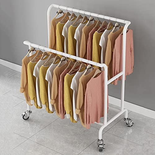 Robuster Kleiderständer Für Boutiquen, Kleiderständer Mit DREI Stangen Auf Rollen, Handelsqualität, Präsentationsständer Für Brautkleiderstudios Zum Aufhängen Von Kleidern (B 120 X 155 cm) von XDAWQP