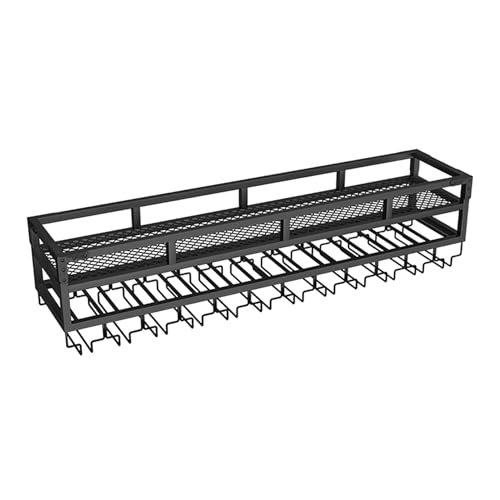 Weinregal Zur Wandmontage, Schwebende Weinregale Mit Glashaltern, Schwebende 2-In-1-Barregale, Multifunktionaler Hängender Aufbewahrungshalter (Schwarz 80 X 25 X 27 cm) von XDAWQP