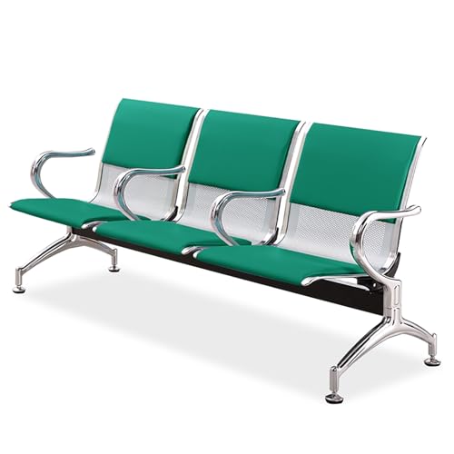 XDAWQP 3-Sitzer-Empfangsbank mit Armlehnen und Rückenlehnen, Bequeme Ledersitzfläche mit hochelastischer Schaumstoffpolsterung, ideal für Wartebereiche，Green von XDAWQP