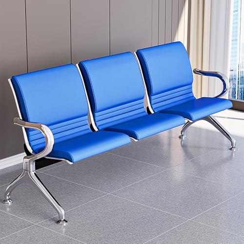 XDAWQP 3-Sitzer-Empfangsstuhl-Set, Bequeme Wartezimmerbank mit Rückenlehnen und Armlehnen, langlebig für öffentliche Räume，Blue von XDAWQP