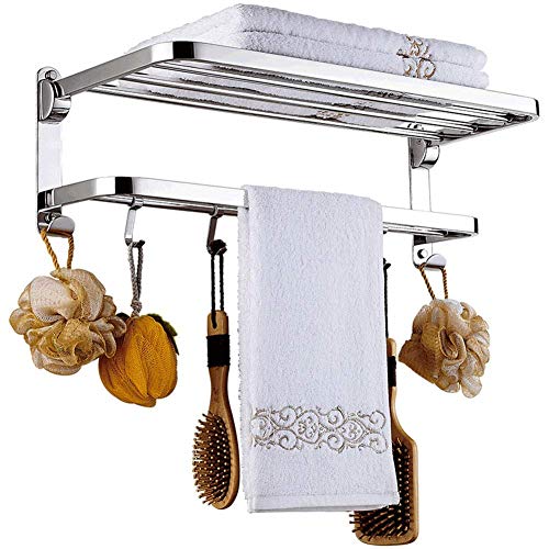 XDAWQP 60 cm Badezimmerregal, Wandmontage, Organizer-Regal mit zusammenklappbarem Handtuchhalter, rostfreier Edelstahl für Küche und Bad XDAWQP 60 cm Badezimmerregal, Wandmontage, Organizer-Regal mit zusammenklappbarem Handtuchhalter, rostfreier Edelstahl für Küche und Bad von XDAWQP