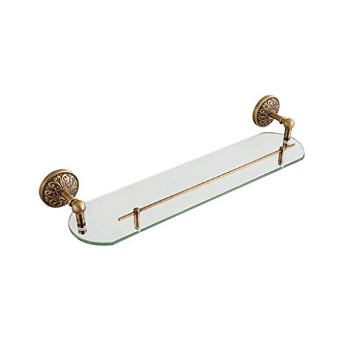 XDAWQP Antikes Kupfer Einschichtiges Glasregalregal Dusch-Eckhandtuchhalter Europäisches Retro-Badezimmer-Wandregal für Kosmetika Rundes Glas von XDAWQP