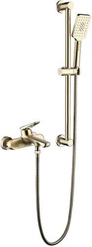 XDAWQP Badewannenarmatur Messing Wannenarmatur Gebürstetes Gold Badewannen-Duschmischbatterie Wandmontage Wannen-Duscharmatur-Set Mit 3-Funktions-Hebe-Handbrause Und 5, XDAWQP Badewannenarmatur Messing Wannenarmatur Gebürstetes Gold Badewannen-Duschmischbatterie Wandmontage Wannen-Duscharmatur-Set Mit 3-Funktions-Hebe-Handbrause Und 5, von XDAWQP