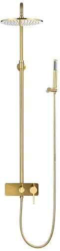 XDAWQP Badezimmer-Duscharmatur-System-Mischbatterie-Set, Wandmontiertes Duschsystem Aus Gebürstetem Goldmessing, 10-Zoll-Duscharmaturen, Regenduschkopf Und Handbrause ，A von XDAWQP