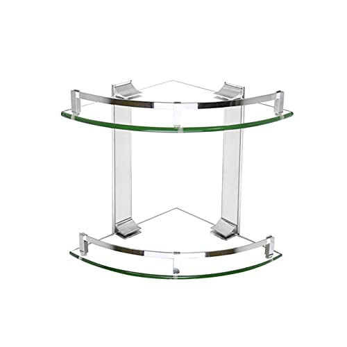 XDAWQP Badezimmer-Glasregal, Aluminium-Glasregal, Badezimmer-Eckregal, Aufbewahrung, Hänge-Organizer, gehärtetes Glas, moderner Stil, Wandmontage, 2-stufig XDAWQP Badezimmer-Glasregal, Aluminium-Glasregal, Badezimmer-Eckregal, Aufbewahrung, Hänge-Organizer, gehärtetes Glas, moderner Stil, Wandmontage, 2-stufig von XDAWQP