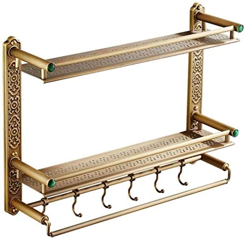XDAWQP Badezimmeraufbewahrung, Badezimmermöbel, Badezimmerregale, Kupfer, Retro-Badezimmerregal, Wandmontierter Hardware-Hängehaken, Doppelwand-Wäscheständer,Gold 42 * 15 * 45cm XDAWQP Badezimmeraufbewahrung, Badezimmermöbel, Badezimmerregale, Kupfer, Retro-Badezimmerregal, Wandmontierter Hardware-Hängehaken, Doppelwand-Wäscheständer,Gold 42 * 15 * 45cm von XDAWQP