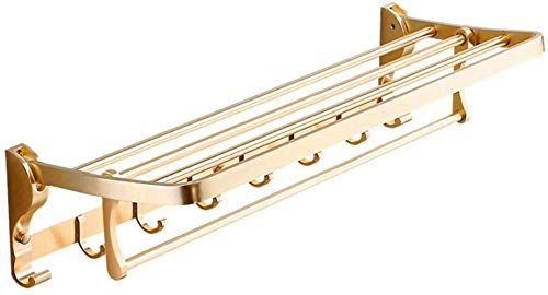 XDAWQP Badezimmeraufbewahrung, Badezimmermöbel Badezimmertrennwand Golden 90 ° Klappbares Badezimmerregal Space Aluminium Wandregal mit Hakendesign Wäscheständer XDAWQP Badezimmeraufbewahrung, Badezimmermöbel Badezimmertrennwand Golden 90 ° Klappbares Badezimmerregal Space Aluminium Wandregal mit Hakendesign Wäscheständer von XDAWQP