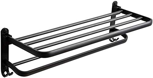 XDAWQP Badezimmeraufbewahrung, Badezimmerregale, schwarzes Space-Aluminium-WC, zusammenklappbarer Badezimmeranhänger, ohne Löcher, Stabiler Wäscheständer,60cm XDAWQP Badezimmeraufbewahrung, Badezimmerregale, schwarzes Space-Aluminium-WC, zusammenklappbarer Badezimmeranhänger, ohne Löcher, Stabiler Wäscheständer,60cm von XDAWQP