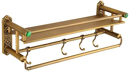 XDAWQP Badezimmeraufbewahrung, Retro-Badezimmerregal, doppelschichtiger Haken aus Kupferdraht, mit Schrauben eingebettetes Badezimmerregal-Trockenregal,40x15x16cm XDAWQP Badezimmeraufbewahrung, Retro-Badezimmerregal, doppelschichtiger Haken aus Kupferdraht, mit Schrauben eingebettetes Badezimmerregal-Trockenregal,40x15x16cm von XDAWQP