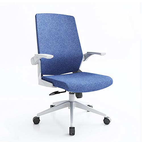 XDAWQP Bürodrehstuhl, Arbeits- Und Computerstuhl Mit Stoffbezug Und Mittlerer Rückenlehne, Klappbare Armlehne, Kippmechanismus, Mit Lendenwirbelstütze, Chefsessel (D)，D von XDAWQP