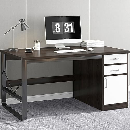 XDAWQP Computertisch mit Schubladen und Lagerschrank – Arbeitsschreibtisch für das Homeoffice, PC-Laptop-Arbeitsplatz – Effizientes Organisieren und Arbeiten，Black Walnut 47Inch von XDAWQP