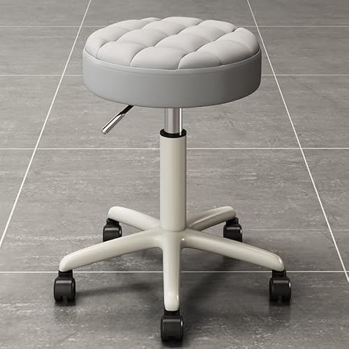 XDAWQP Drehbarer Hocker, Pu-Leder, Runder Rollhocker, Drehhocker Mit Rückenlehne Für Friseursalon, Werkstatt, Zuhause, Küche, Schönheit, Nägel, Runder Hocker (Grau, Ei,Grey-One Size XDAWQP Drehbarer Hocker, Pu-Leder, Runder Rollhocker, Drehhocker Mit Rückenlehne Für Friseursalon, Werkstatt, Zuhause, Küche, Schönheit, Nägel, Runder Hocker (Grau, Ei,Grey-One Size von XDAWQP