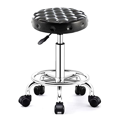 XDAWQP Drehbarer Hocker, Verstellbarer Drehhocker Mit Rollen Und Fußstütze, Höhenverstellbares Leder, Massagehocker Für Tattoos, Arbeit Und Büro (Schwarz, Einheitsgröß,Black-One Size XDAWQP Drehbarer Hocker, Verstellbarer Drehhocker Mit Rollen Und Fußstütze, Höhenverstellbares Leder, Massagehocker Für Tattoos, Arbeit Und Büro (Schwarz, Einheitsgröß,Black-One Size von XDAWQP