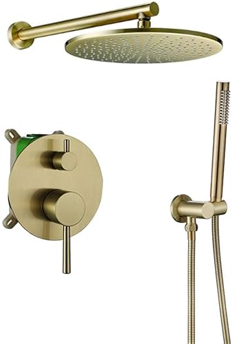 XDAWQP Duschsystem, An Der Wand Montiertes Messing-Regenmischer-Duscharmatur-Set Für Badezimmer Mit Rundem 8-12-Zoll-Regenbrausenkopf Aus Messing Und Handbrause, Luxus,12 Inch XDAWQP Duschsystem, An Der Wand Montiertes Messing-Regenmischer-Duscharmatur-Set Für Badezimmer Mit Rundem 8-12-Zoll-Regenbrausenkopf Aus Messing Und Handbrause, Luxus,12 Inch von XDAWQP