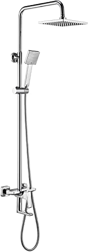 XDAWQP Duschsystem-Set Mit Duschkopf, Duschschlauch, Duschhahn-Set, An Der Wand Montiertes, Höhenverstellbares Dusch-Kombi-Set Mit Handbrause, Drehbarem Wannenauslauf，Chrome von XDAWQP