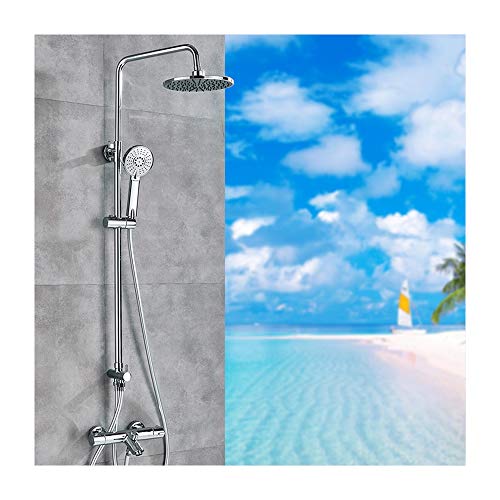 XDAWQP Duschthermostat-Set Mit Regenbrause, Freiliegender, Höhenverstellbarer Duschstange Mit Umsteller Und Kit, 10 Zoll, Chrom-Finish， von XDAWQP
