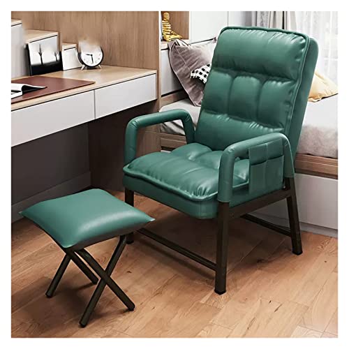 XDAWQP Ergonomische Akzentstühle aus Leder mit Verstellbarer Rückenlehne und Ottomane – bequemer Loungesessel mit hoher Rückenlehne und Liegefunktion, dick gepolsterte，Green with Ottoman von XDAWQP