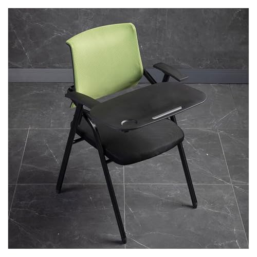 XDAWQP Ergonomischer Bürostuhl mit Tablet-Armlehne, klappbarer Schreibtisch, befestigter Lordosenstütze, Netzgewebe, Gästeempfang, Stapelstühle für Schulungsräume, Grü，Green von XDAWQP