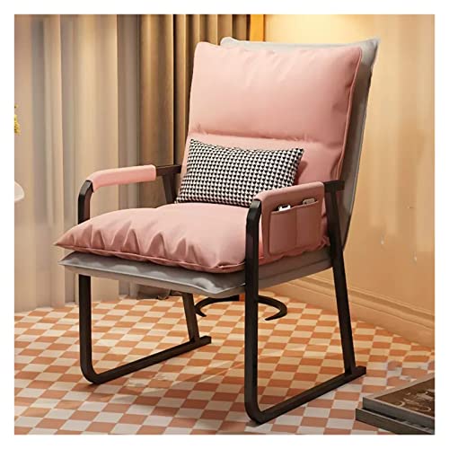 XDAWQP Ergonomischer Gästestuhl mit Lordosenstütze und verdicktem Sitzkissen für den Empfang in der Schule, in der Kirche, armloser Bürostuhl für das Wartezimmer, bequ，Pink von XDAWQP