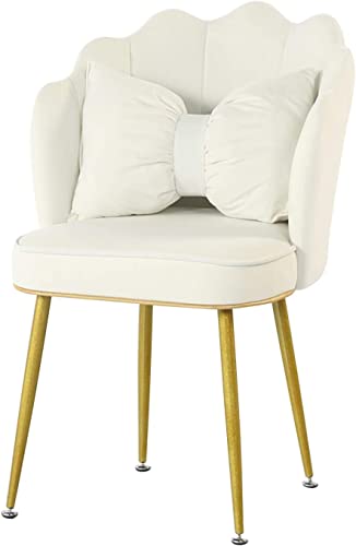 XDAWQP Esszimmerstuhl aus Samt, weicher Prinzessinnen-Stil, goldene Beine, eleganter Schminkstuhl, Moderne Wohnzimmer- und Balkonmöbel, ideal für Nagelkunst und Empfän，Beige von XDAWQP