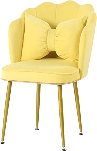 XDAWQP Esszimmerstuhl aus Samt, weicher Prinzessinnen-Stil, goldene Beine, eleganter Schminkstuhl, Moderne Wohnzimmer- und Balkonmöbel, ideal für Nagelkunst und Empfän，Gelb von XDAWQP