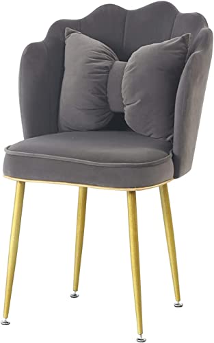 XDAWQP Esszimmerstuhl aus Samt, weicher Prinzessinnen-Stil, goldene Beine, eleganter Schminkstuhl, Moderne Wohnzimmer- und Balkonmöbel, ideal für Nagelkunst und Empfän，Grau von XDAWQP