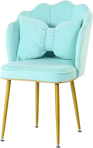 XDAWQP Esszimmerstuhl aus Samt, weicher Prinzessinnen-Stil, goldene Beine, eleganter Schminkstuhl, Moderne Wohnzimmer- und Balkonmöbel, ideal für Nagelkunst und Empfän，Lake Blue von XDAWQP