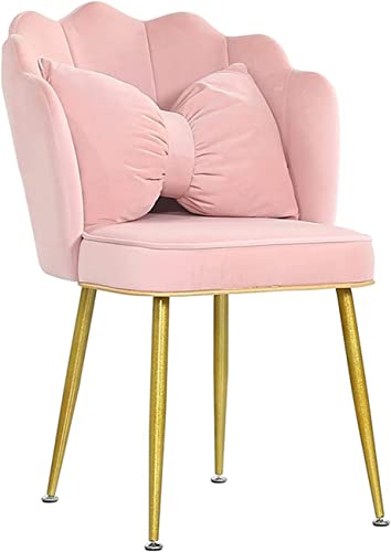 XDAWQP Esszimmerstuhl aus Samt, weicher Prinzessinnen-Stil, goldene Beine, eleganter Schminkstuhl, Moderne Wohnzimmer- und Balkonmöbel, ideal für Nagelkunst und Empfän，Rosa von XDAWQP