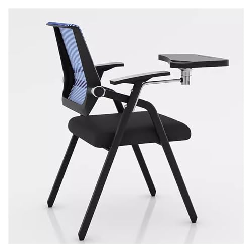 XDAWQP Klappbare Konferenzraumstühle mit Schreibtisch-Netz-Bürositzen, Tablet-Armlehnen und Lordosenstütze für Wartezimmer，Blue One Size von XDAWQP