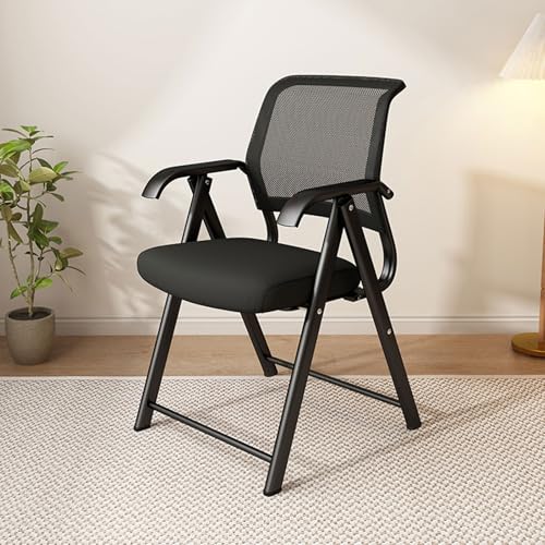 XDAWQP Klappbare Veranstaltungsstühle mit gepolsterten Sitzen und Metallrahmen, ergonomischer Bürostuhl aus Netzgewebe, atmungsaktiv und faltbar für einfache Lagerung,，Black One Size von XDAWQP