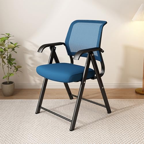 XDAWQP Klappbare Veranstaltungsstühle mit gepolsterten Sitzen und Metallrahmen, ergonomischer Bürostuhl aus Netzgewebe, atmungsaktiv und faltbar für einfache Lagerung,，Blue One Size von XDAWQP