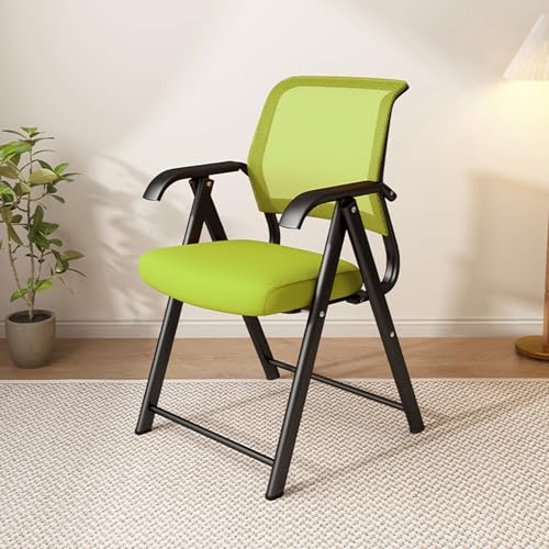 XDAWQP Klappbare Veranstaltungsstühle mit gepolsterten Sitzen und Metallrahmen, ergonomischer Bürostuhl aus Netzgewebe, atmungsaktiv und faltbar für einfache Lagerung,，Green One Size von XDAWQP