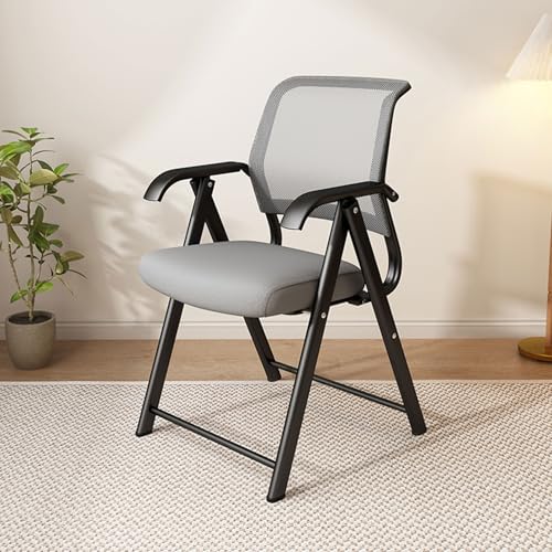 XDAWQP Klappbare Veranstaltungsstühle mit gepolsterten Sitzen und Metallrahmen, ergonomischer Bürostuhl aus Netzgewebe, atmungsaktiv und faltbar für einfache Lagerung,，Grey One Size von XDAWQP