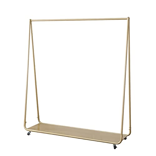 XDAWQP Kleiderständer Goldener Kleiderständer Schlafzimmer Wohnzimmer Kleiderständer Robuster Kleiderständer aus Metall Garderobe auf Rädern Kleiderständer mit Regalen,Einfarbig 80x40x135cm von XDAWQP