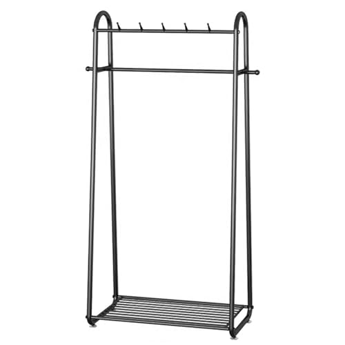 XDAWQP Kleiderständer Moderne Garderobenständer Freistehend, Robuster Kleiderständer Zum Aufhängen Von Kleidung, Kleiderständer Aus Metall Mit Unteren Ablagen Und Haken, Gold, S,Schwarz 100X36X172CM von XDAWQP