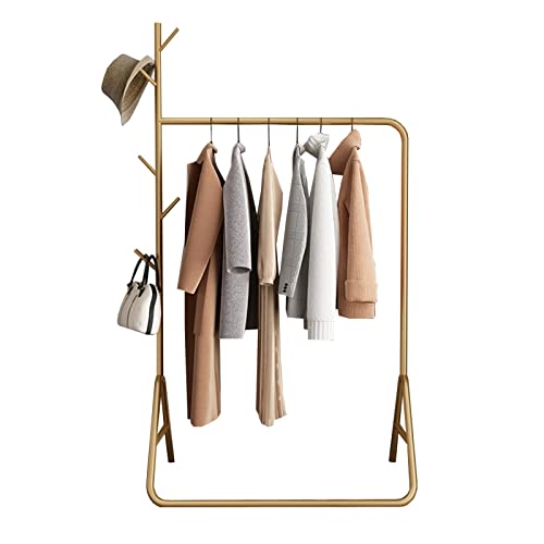 XDAWQP Kleiderständer Moderne und einfache Garderobenständer Robuster Kleiderständer aus Metall mit 5 Haken Große Kapazität für den Innenbereich Kleiderstange für den Einzelhand,Gold 80x40x170cm von XDAWQP