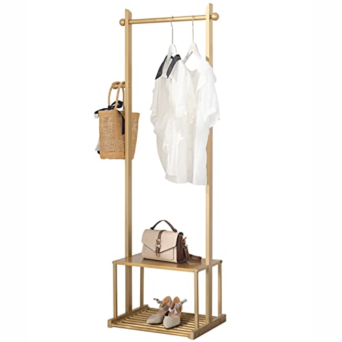 XDAWQP Kleiderständer Stilvolle Einfachheit Goldener Kleiderständer Mit 1 Haken Freistehende Garderobe Mit 2 Ablageflächen Kleiderständer Aus Metall Mit Großer Kapazität,Einfarbig 80x40x165cm von XDAWQP