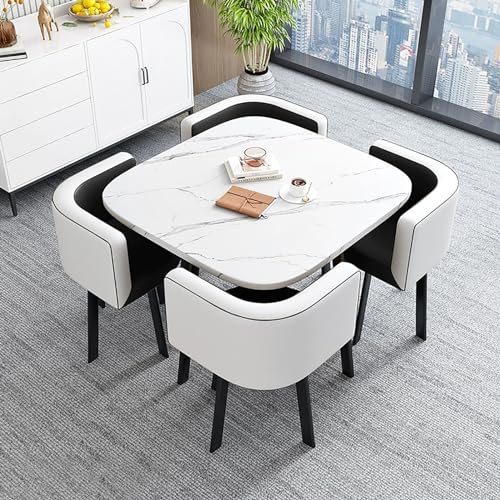 XDAWQP Kompaktes Esstisch-Set für 4 Personen – runder Küchentisch und Stühle, platzsparende Möbel für kleine Räume, perfekt für gemütliche Bereiche und kleine Wohnunge Style1 von XDAWQP